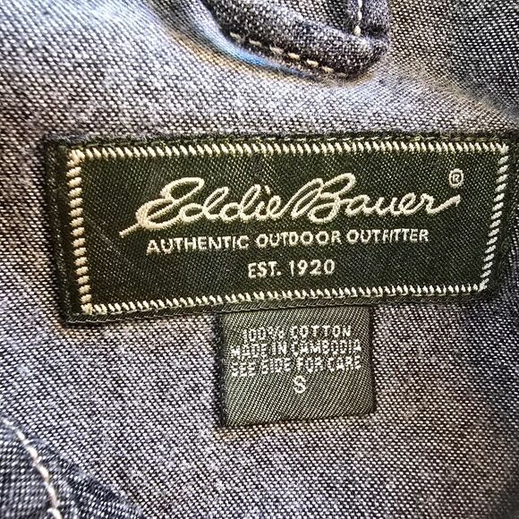 Eddie Bauer Jean Jacket Women's Small Shirt Military Style Charcoal Wash Gray - Picture 3 of 11